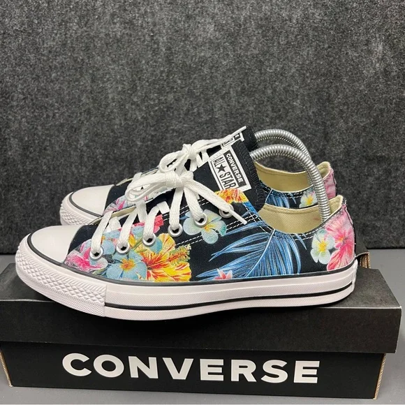 Converse Black Floral Women's Sneakers - Picture 5 of 14